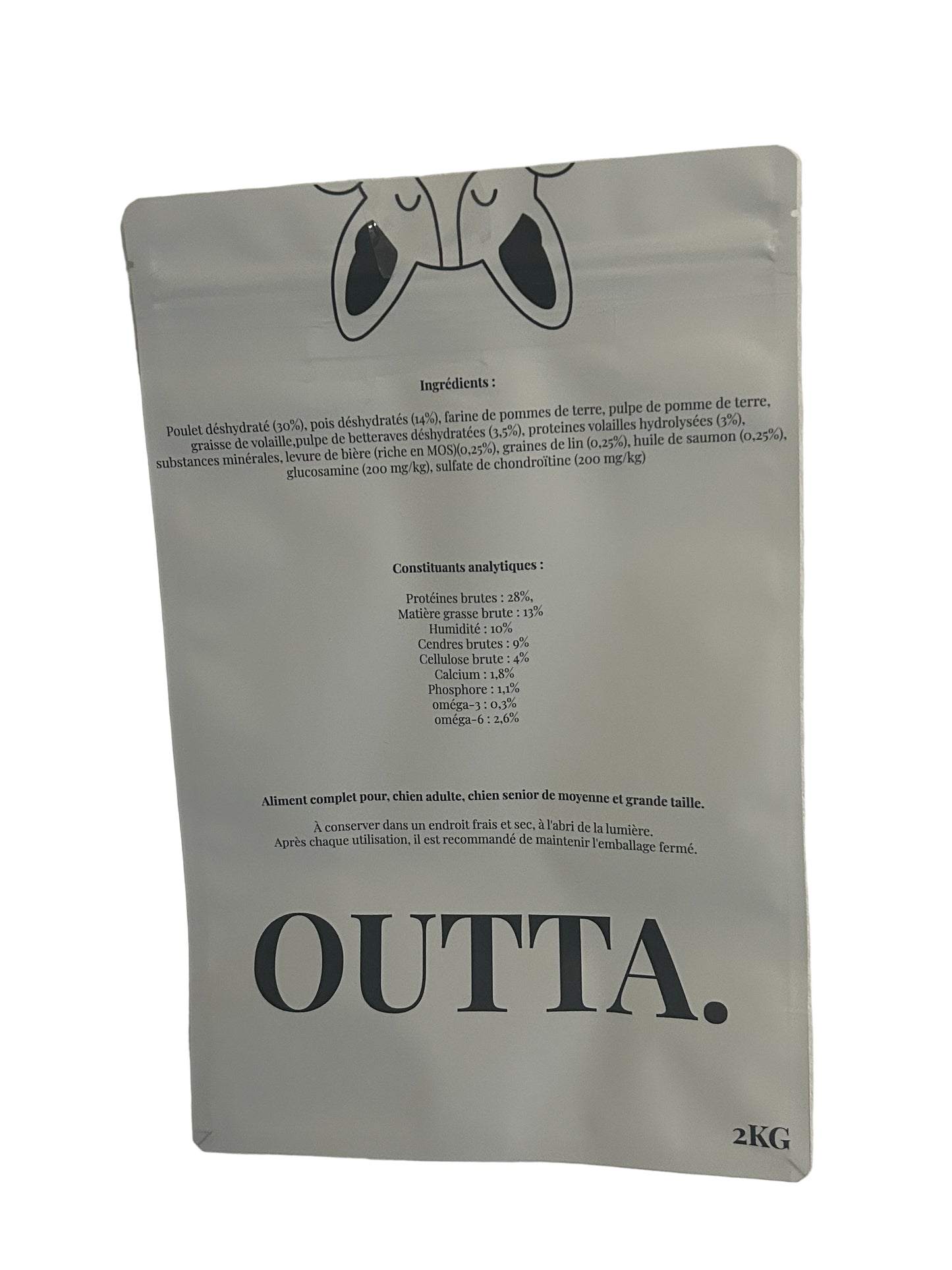 Outta - Croquettes Sans Céréales Poulet & Légumes pour Chien adulte (2 kg)