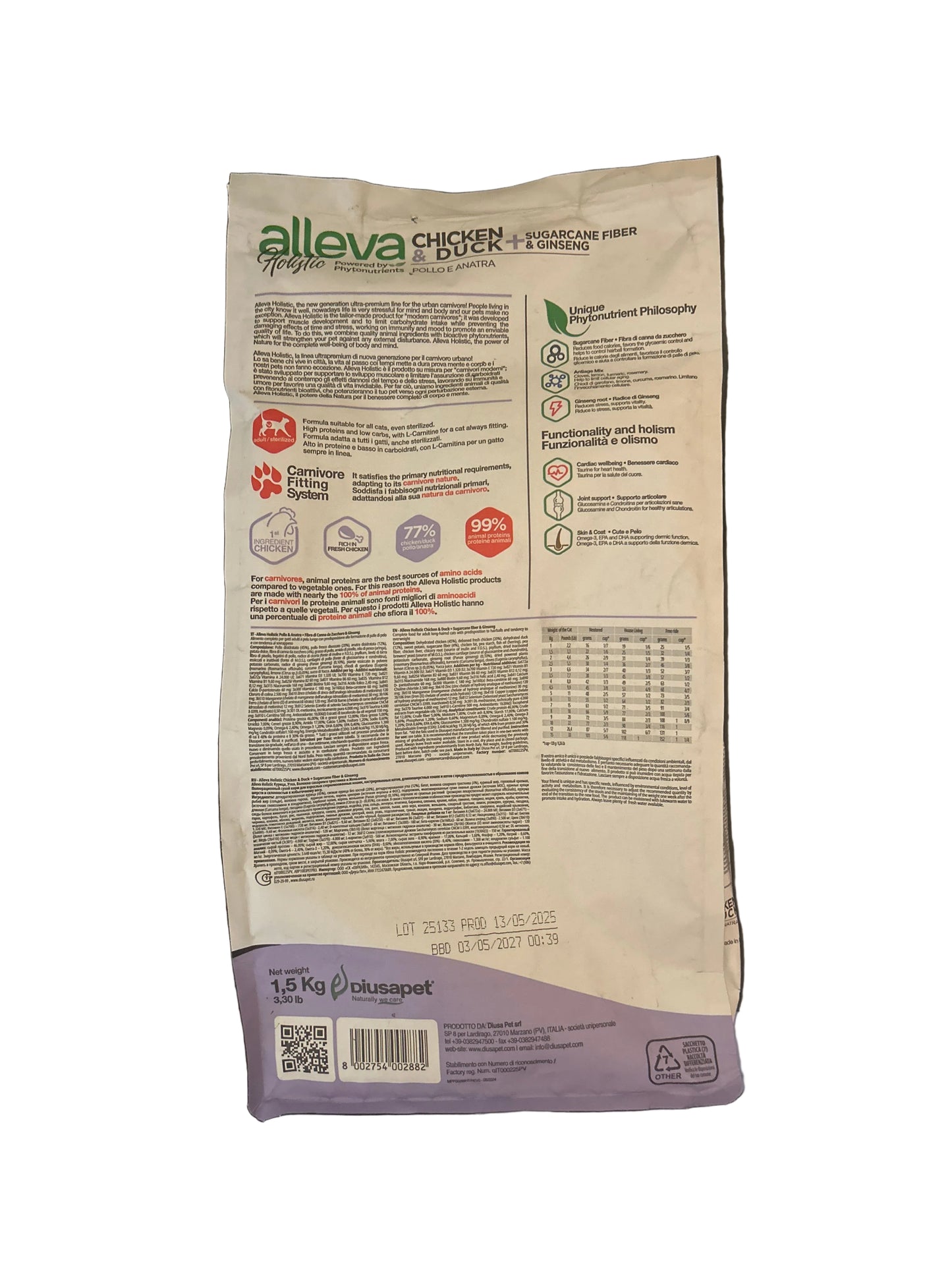 Alleva - Croquettes Sans Céréales Poulet & Canard Chat Adulte & Stérilisé (1.5 kg)