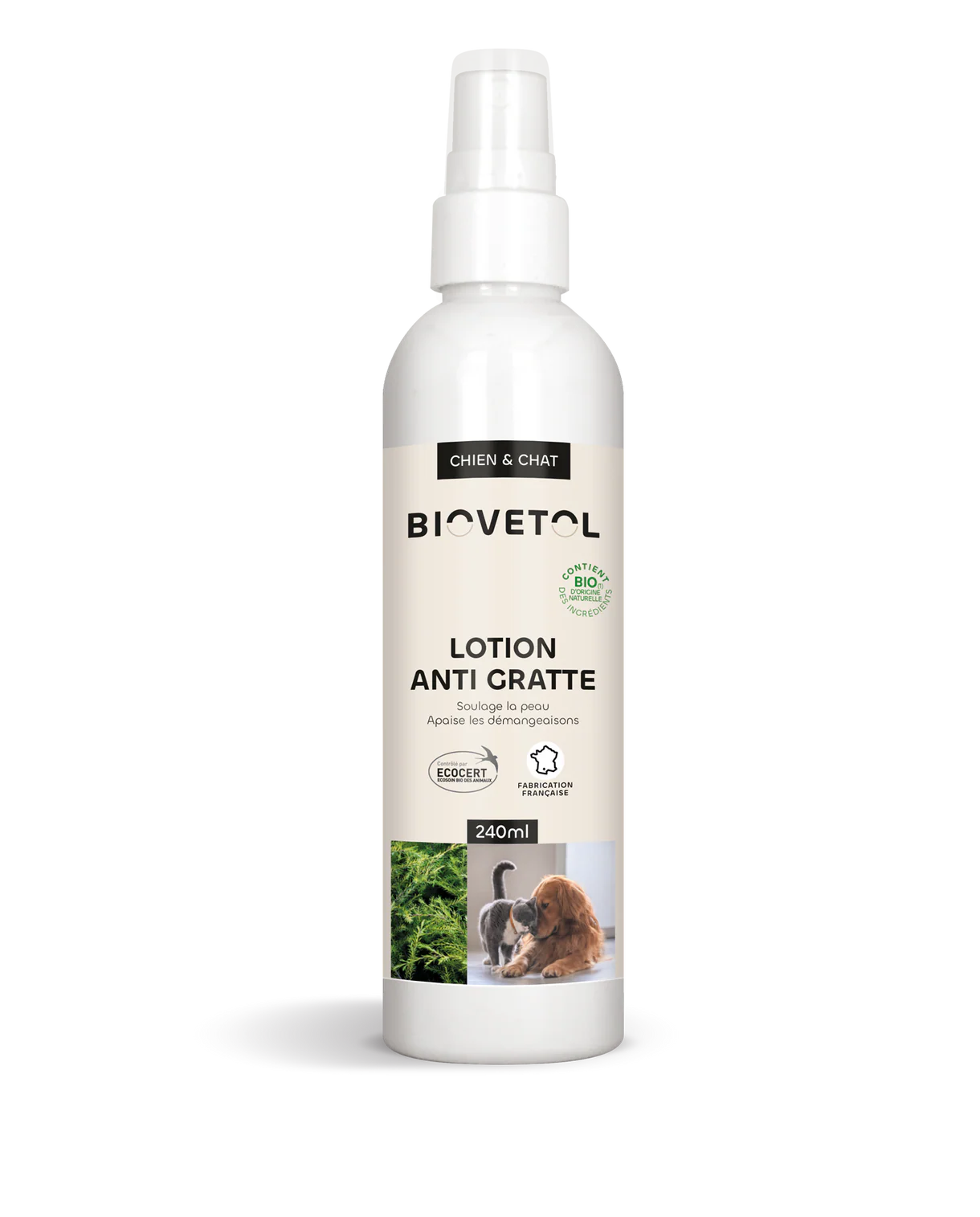 Biovetol - Lotion Anti-Démangeaisons Bio pour chien & chat 240 ml