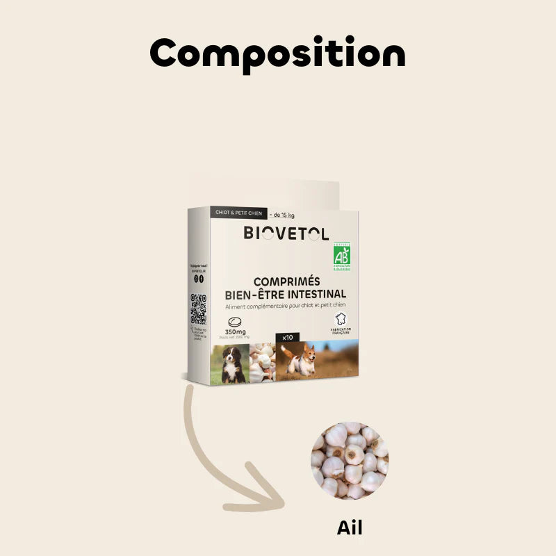 Biovetol - Comprimés Bio Bien-être Intestinal pour Petit Chien & Chiot