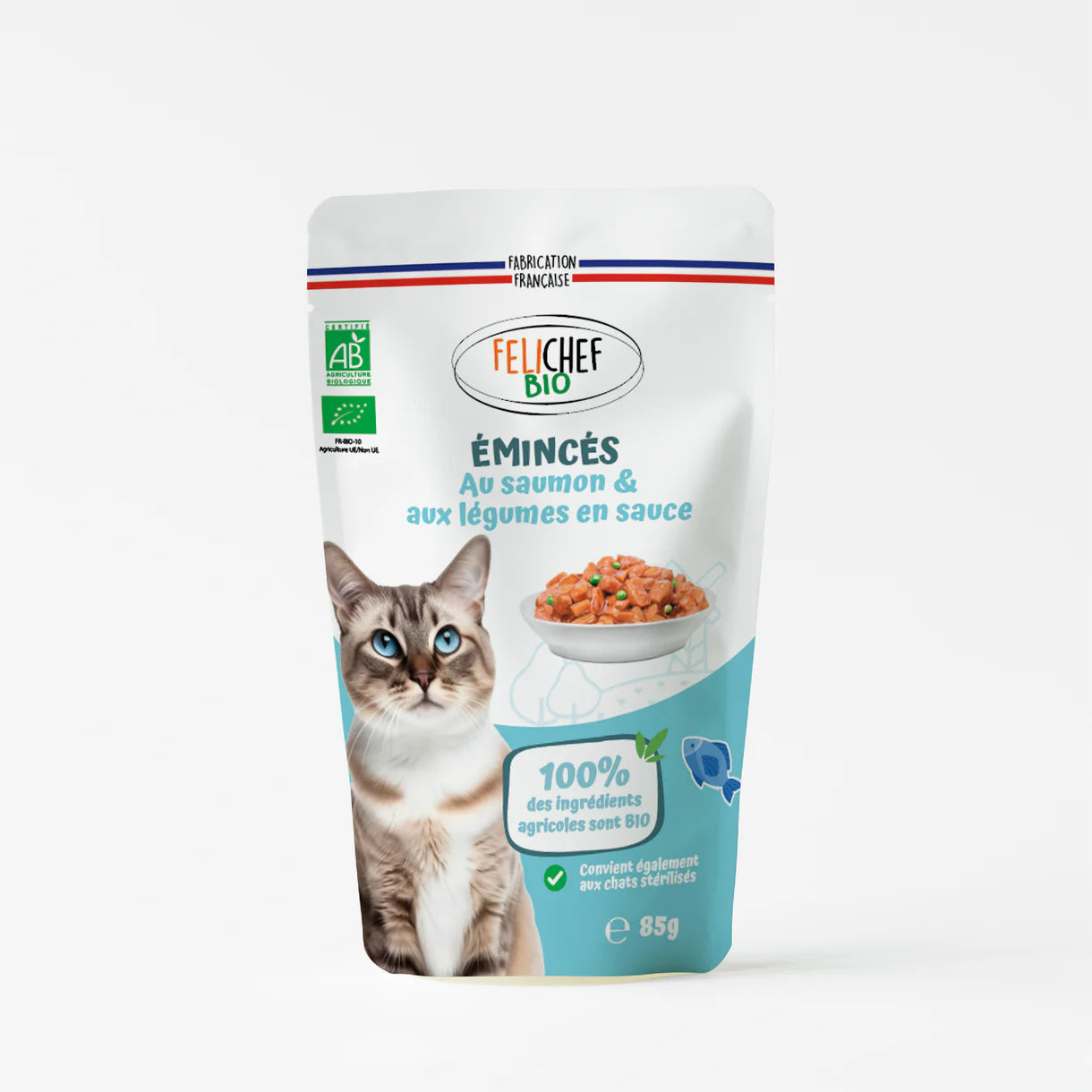 Émincer bio au saumon et légumes chat
