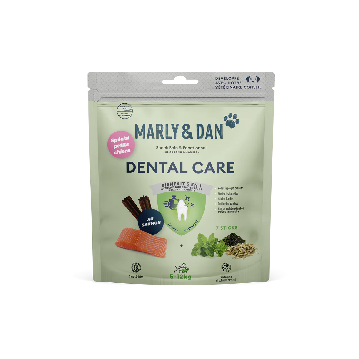 Marly & Dan - Stick Dentaire Sans Céréales au Saumon pour Chien