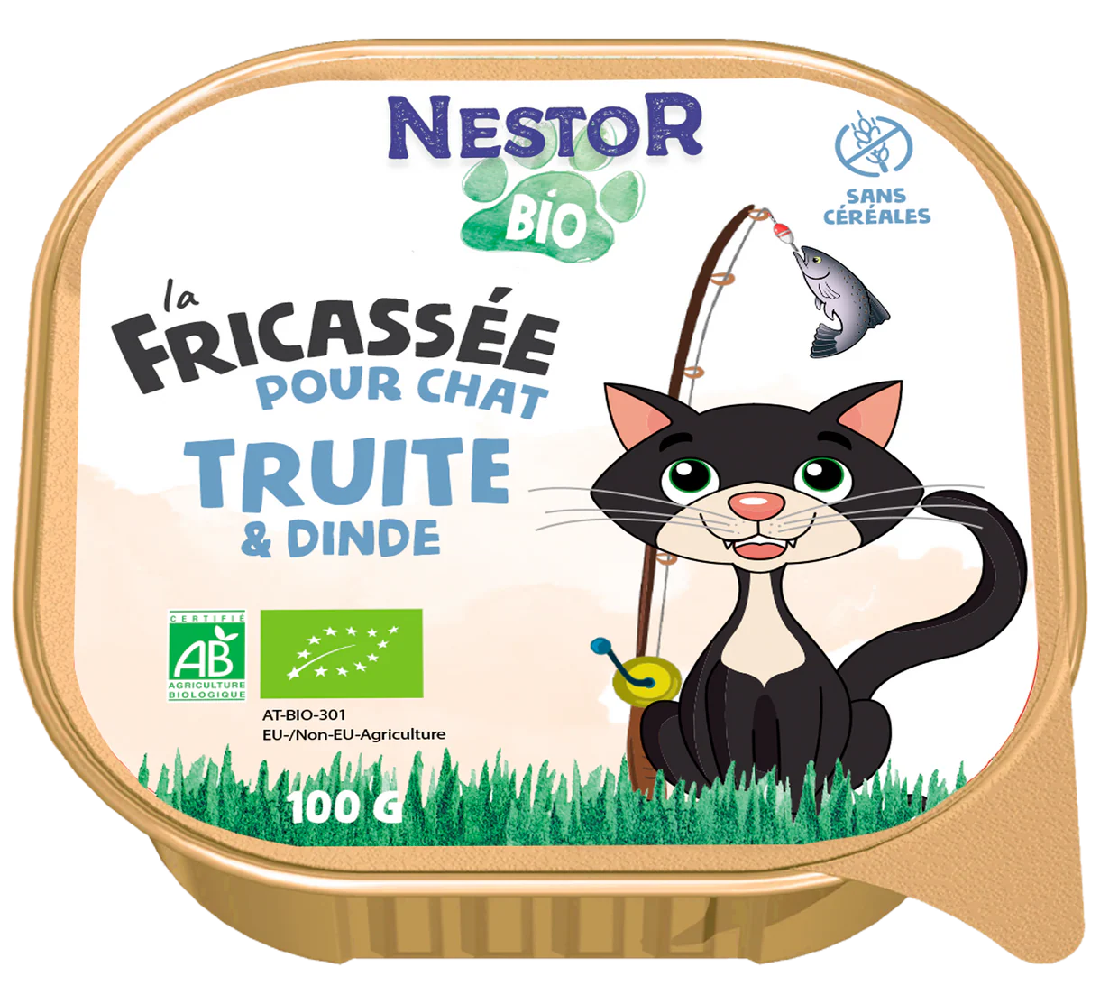 Nestor - Fricassées Sans Céréales Bio Truite & Dinde pour Chat (100 g)