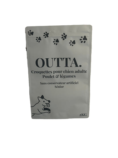 Outta - Croquettes Sans Céréales Poulet & Légumes pour Chien adulte (2 kg)
