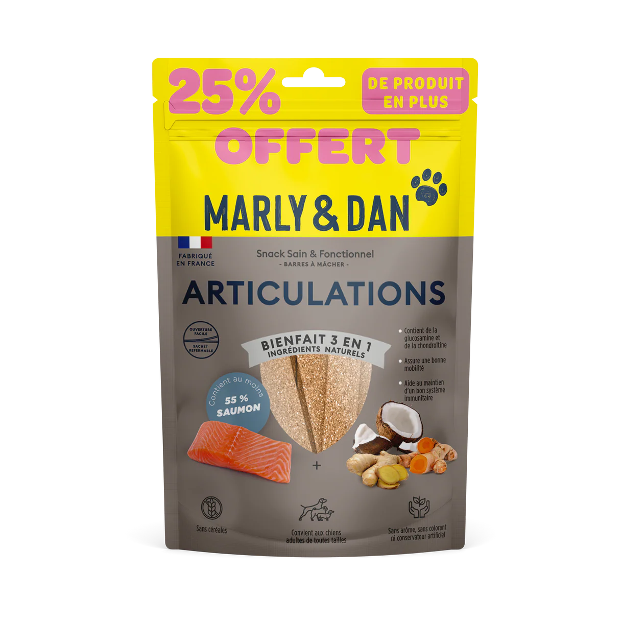 Marly & Dan - Barres à mâcher Sans Céréales "Articulation" pour Chien