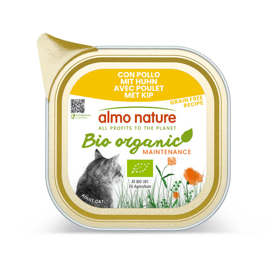 Almo Nature - Barquettes Sans Céréales Bio Organic pour Chat au Poulet (85 g)