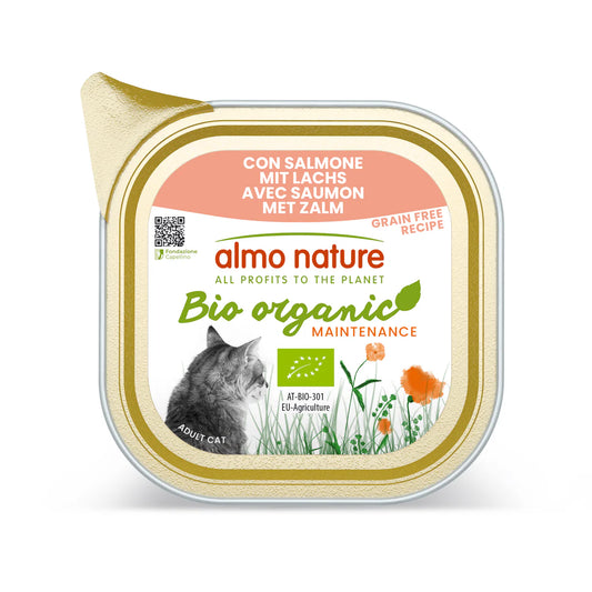Almo Nature - Barquettes Sans Céréales Bio Organic pour Chat au Saumon (85 g)
