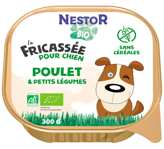 Nestor - Fricassé sans céréales Bio au Poulet pour Chien (300 g)