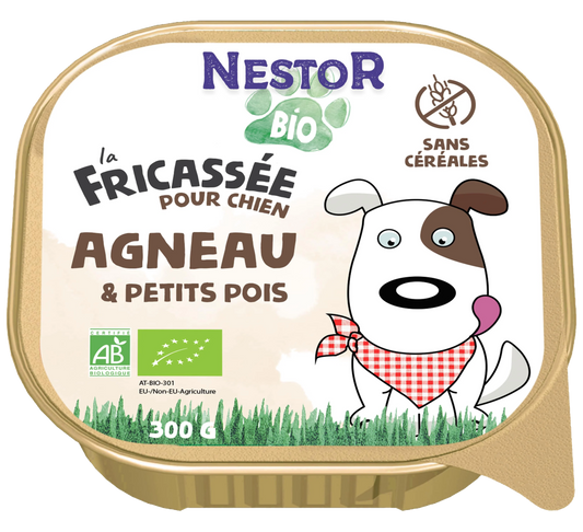 Nestor - Fricassé sans céréales Bio à l'Agneau pour Chien (300 g)